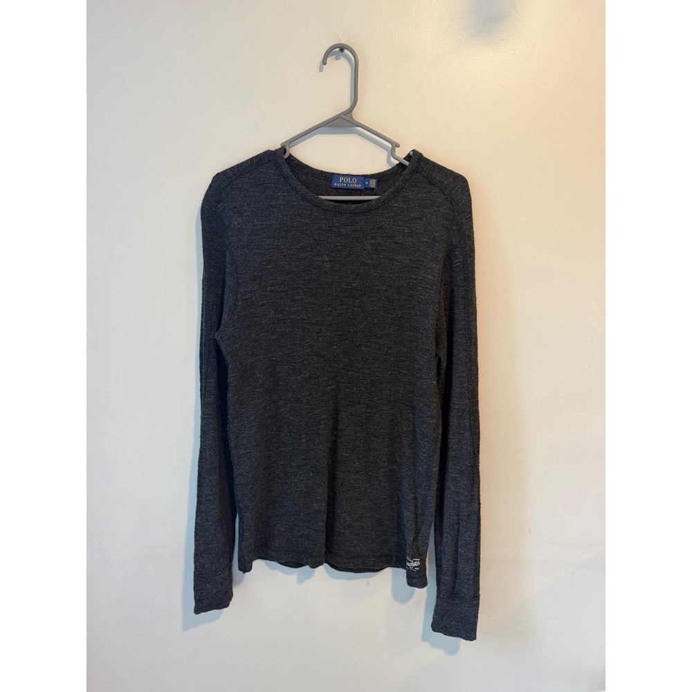 Polo Ralph Lauren Mens Charcoal Gray Waffle Thermal Long Sleeve‎ Shirt Size M